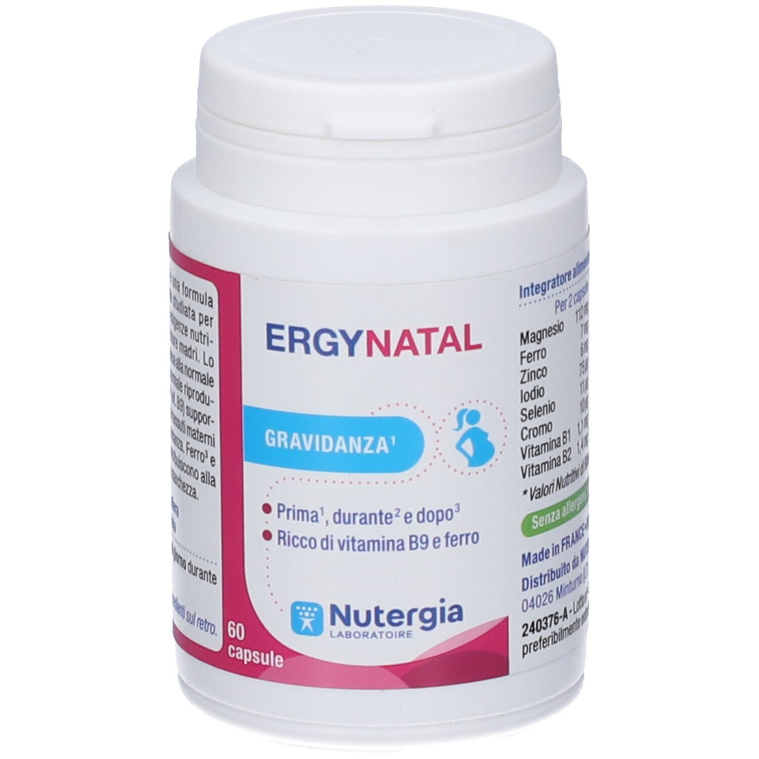 Nutergy Laboratoire Erdynatal Gravidanza Capsule per donne in gravidanza, 60 capsule.