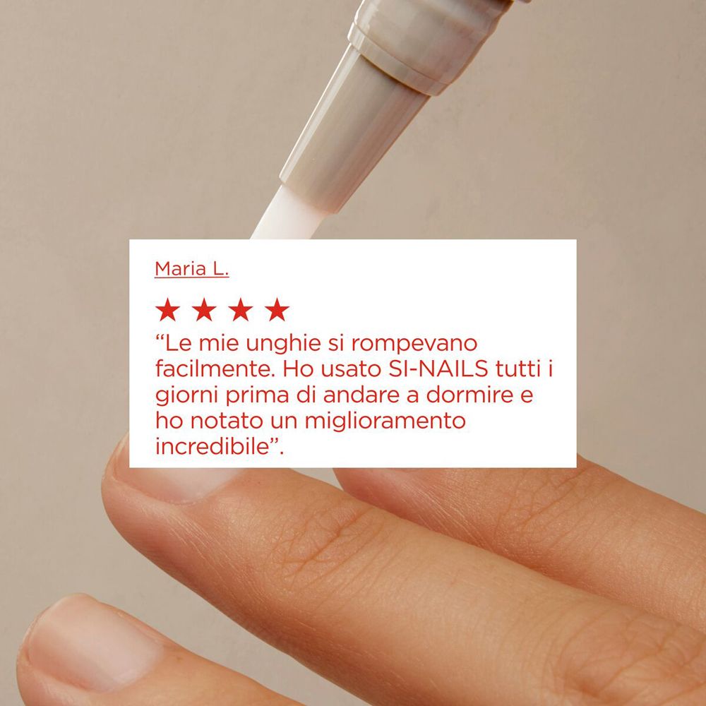 Testimonianza. Citazione di un'utente. Miglioramento unghie. ISDIN Si-Nails.
