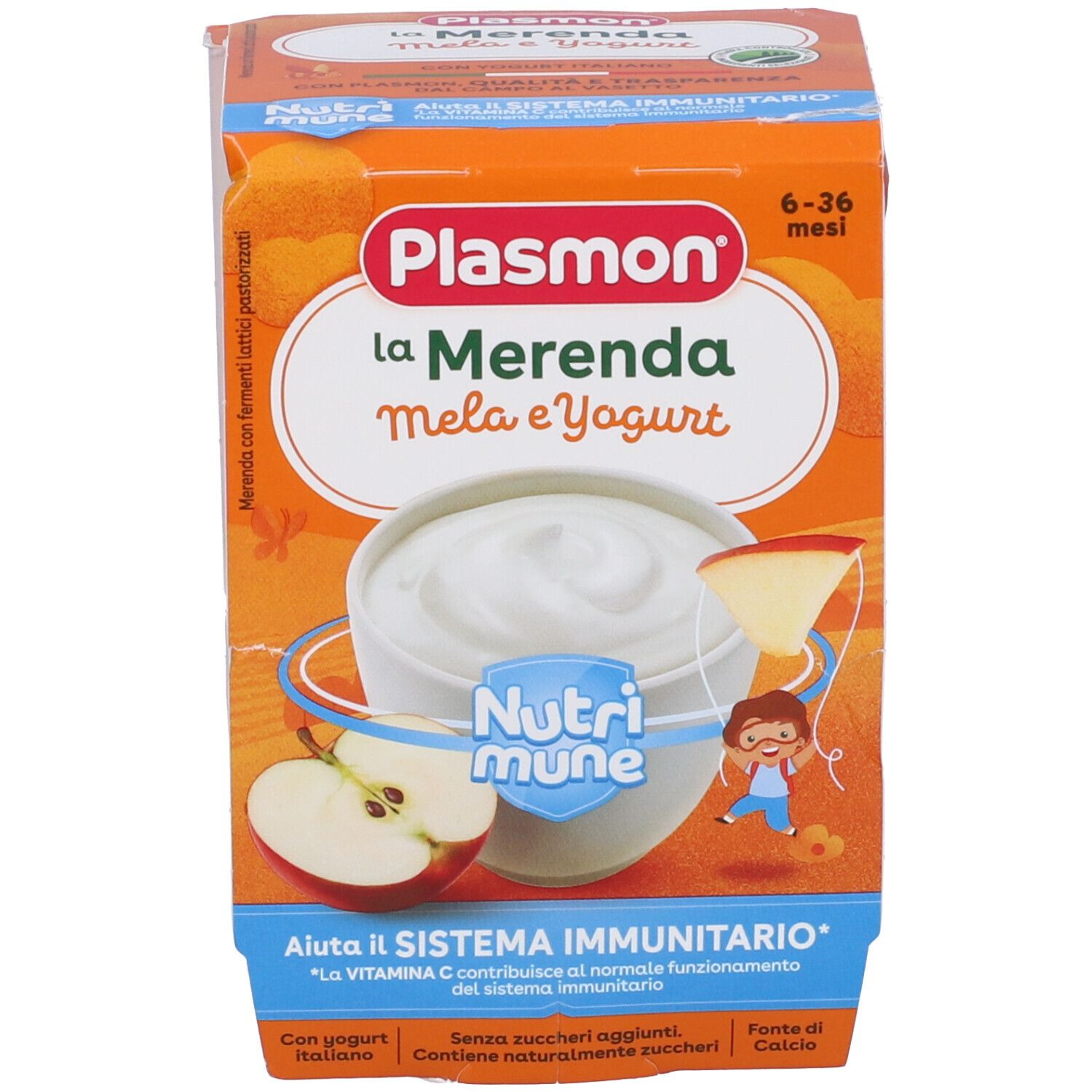 Plasmon La Merenda Dei Bambini Sapori Di Natura Mela Yogurt Asettico 2 X 120 G