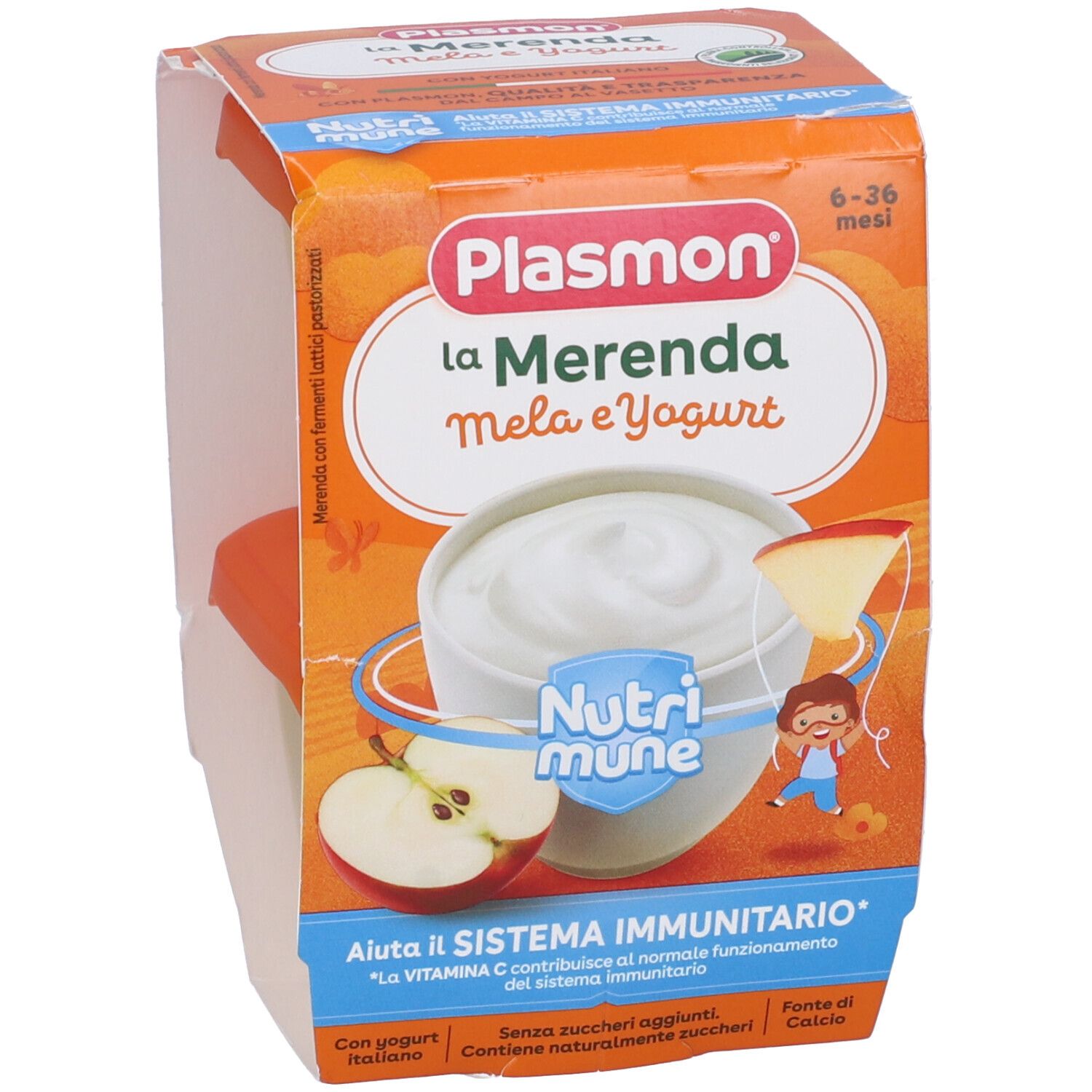 Plasmon La Merenda Dei Bambini Sapori Di Natura Mela Yogurt Asettico 2 X 120 G