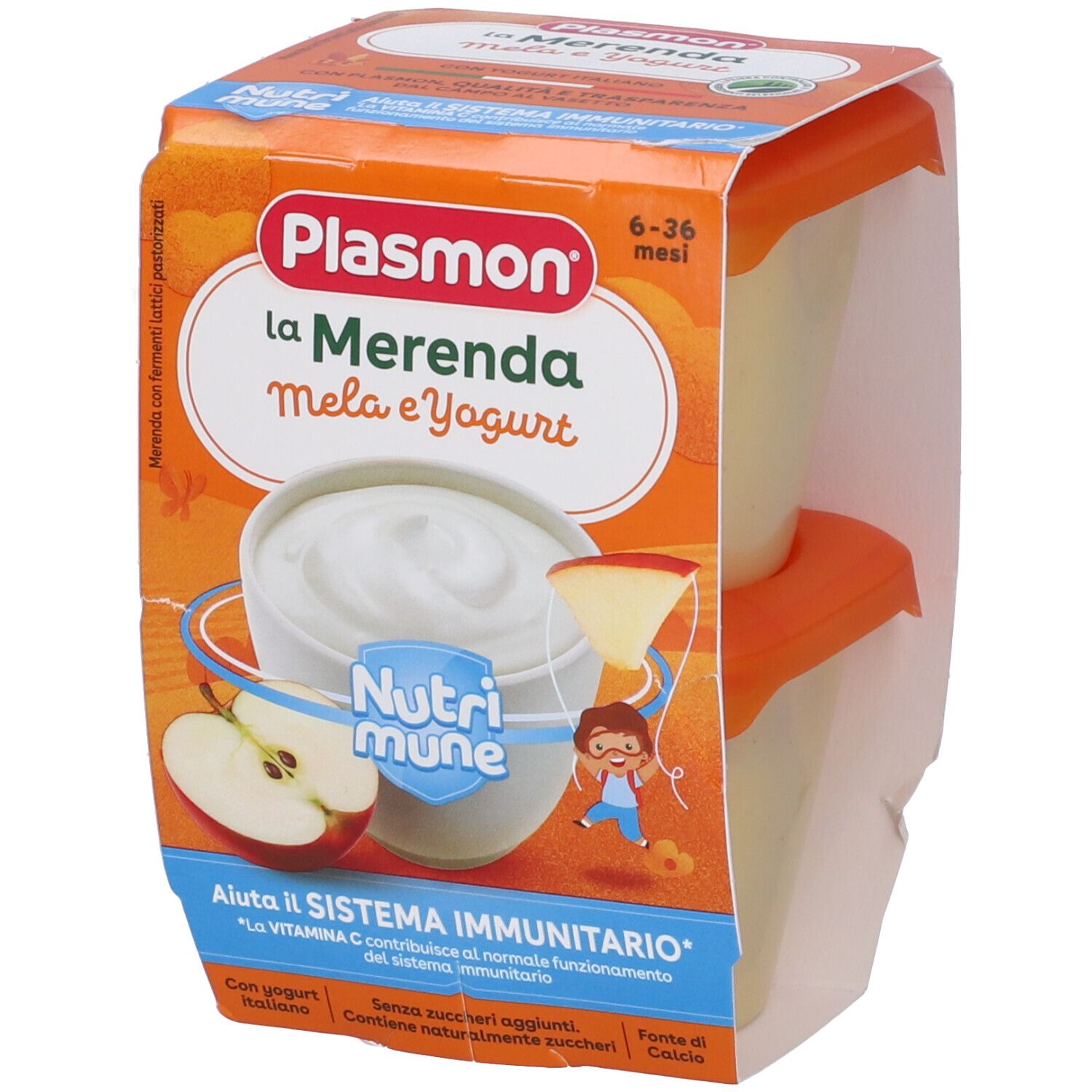 Plasmon La Merenda Dei Bambini Sapori Di Natura Mela Yogurt Asettico 2 X 120 G
