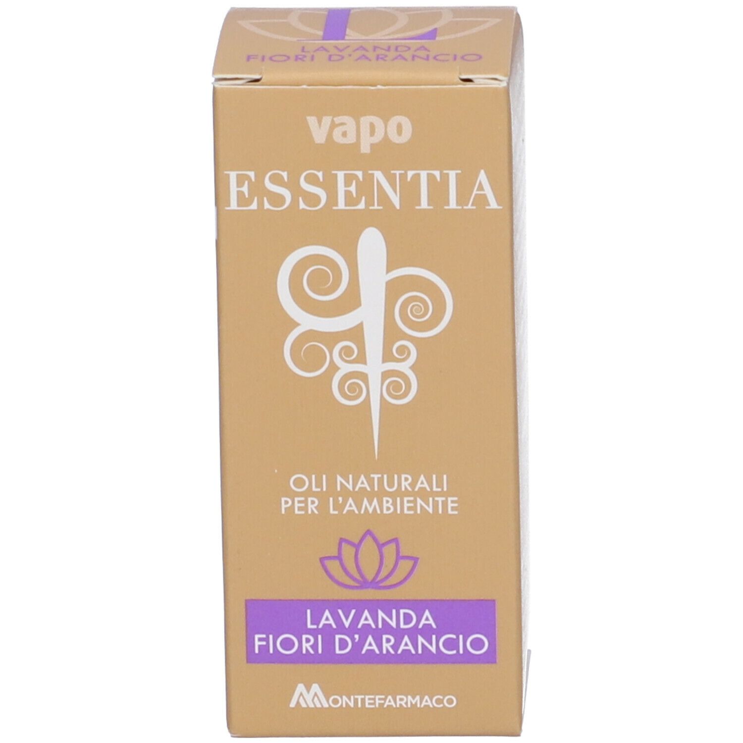 Scatola con "vapo essentia" e "Lavanda fiori d'arancio".