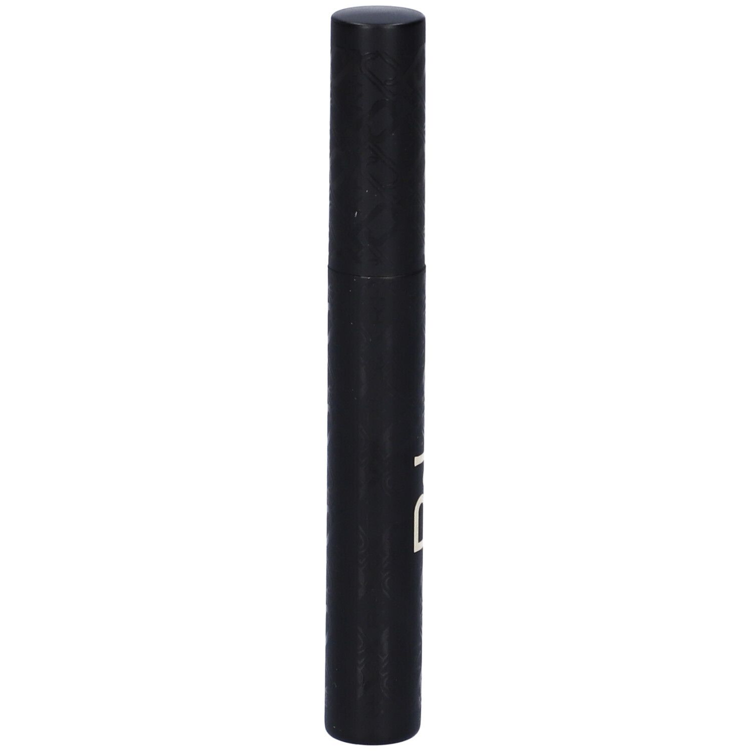 Mascara nero. Forma cilindrica con tappo nero. Scritta bianca sul corpo.
