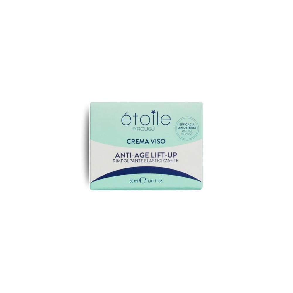 Scatola verde chiaro con scritta: étoile by ROUGJ, CREMA VISO, ANTI-AGE LIFT-UP.