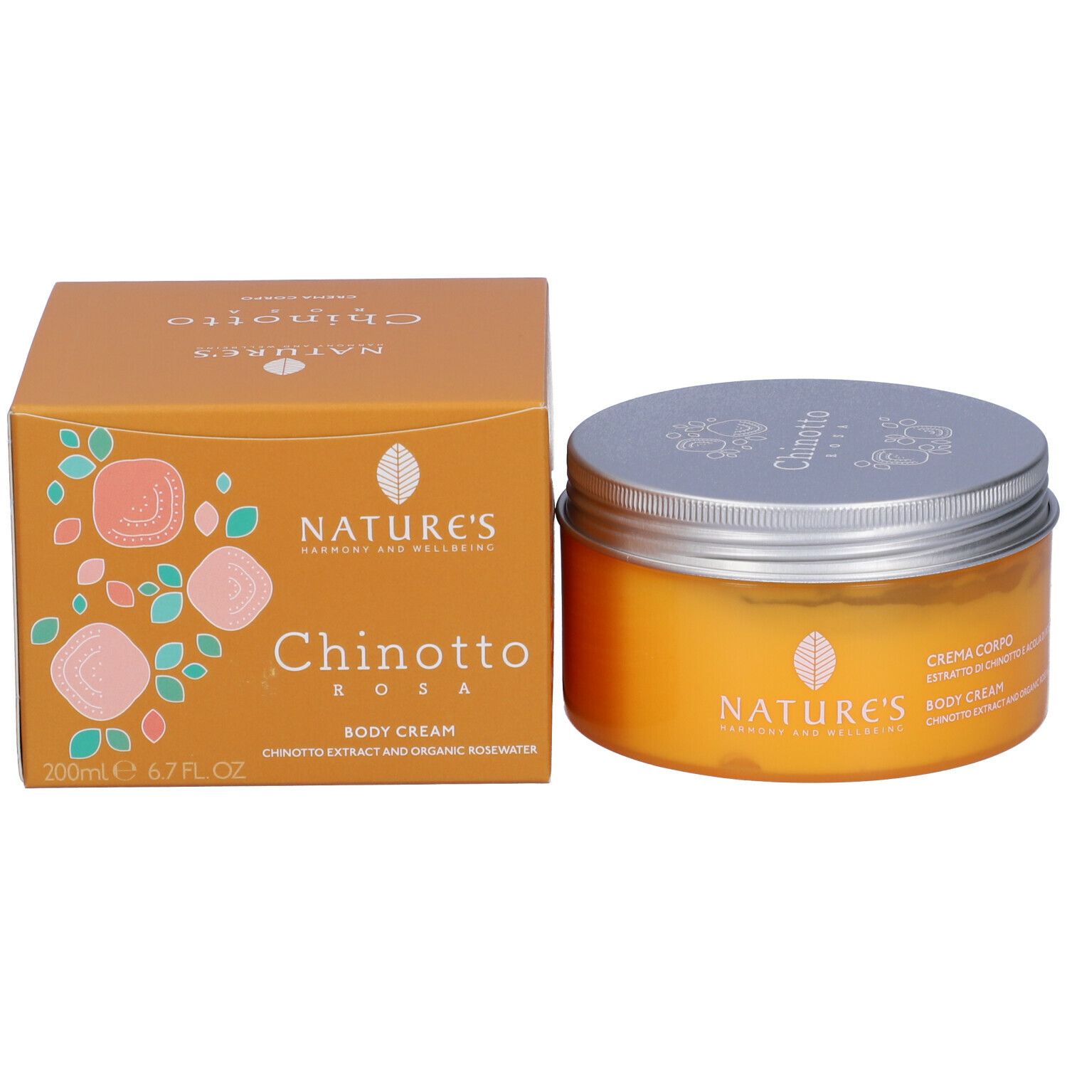 NATURE'S Chinotto Rosa Crema Corpo Estratto di chinotto e acqua di rosa bio