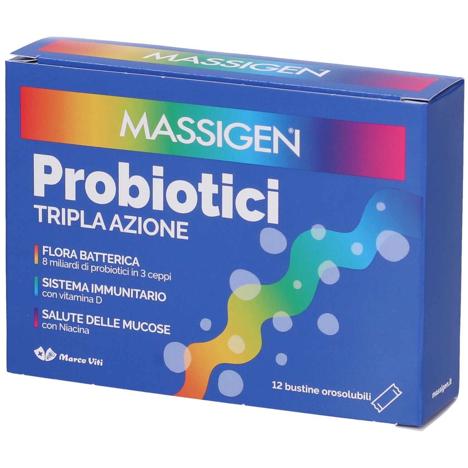 MASSIGEN Probiotici Tripla Azione Bustine Orosolubili