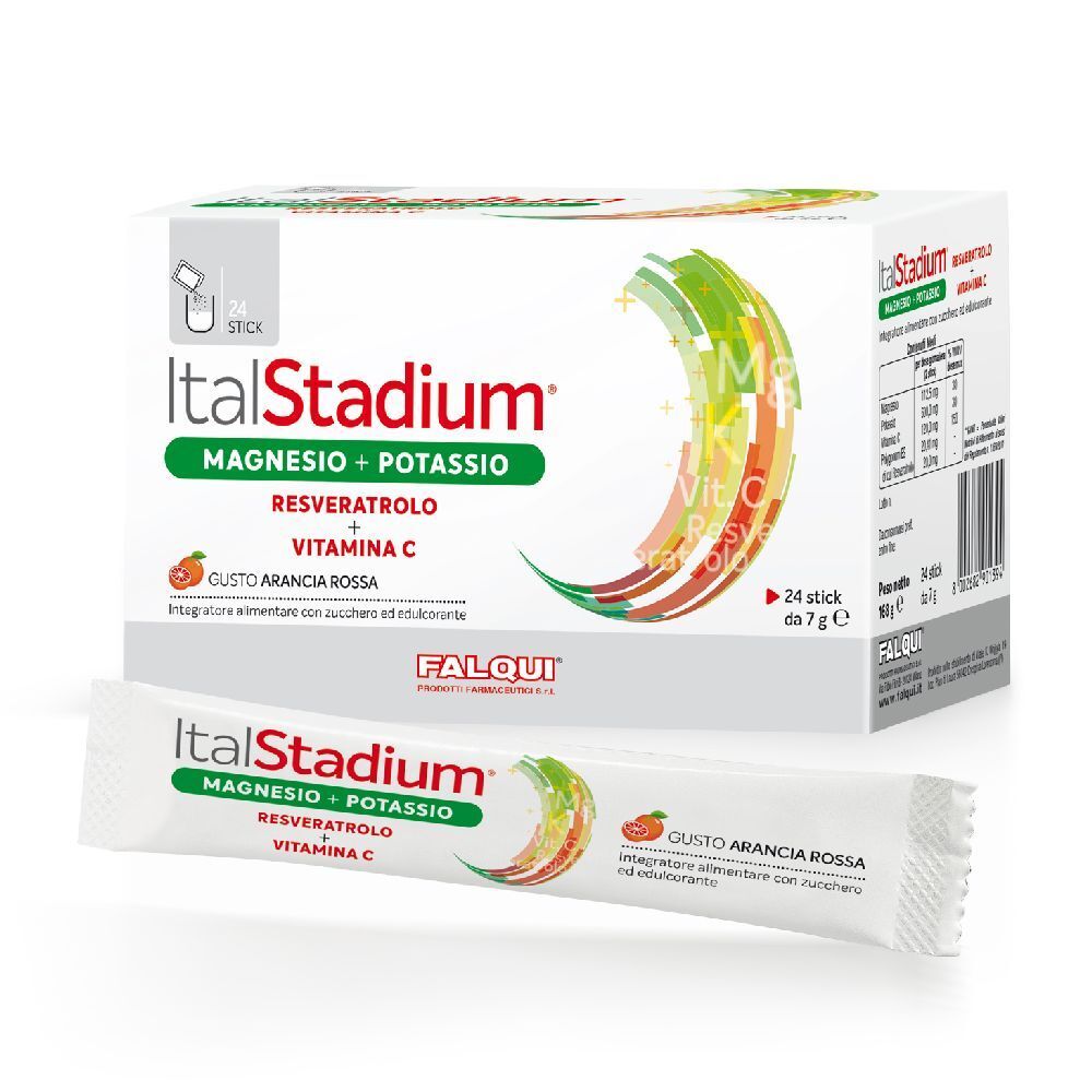 Italstadium Magnesio Potassio Resveratolo Vitamina C Arancia Rossa 24 Stick