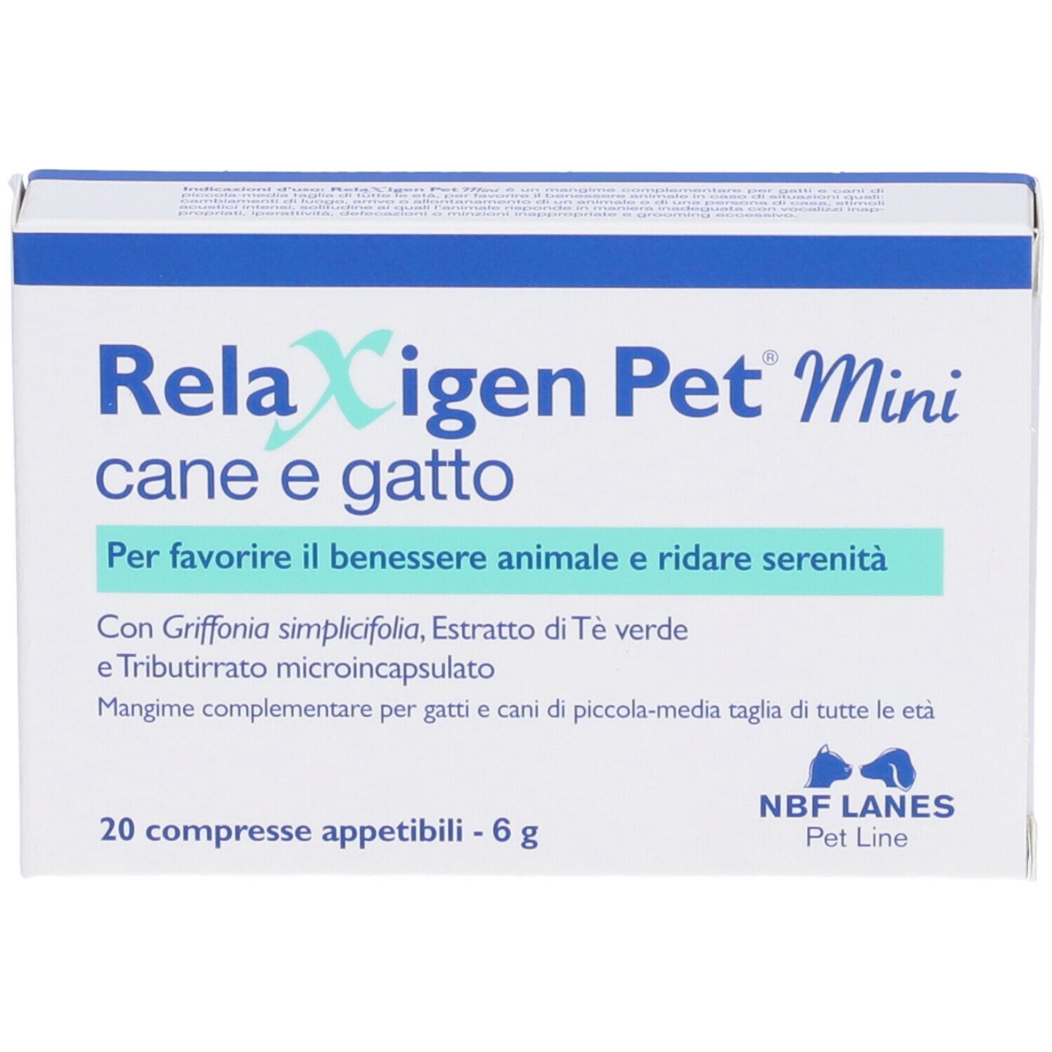 Nbf Lanes Relaxigen Pet Mini Complementary Food Dog / Cat 20 Tablets