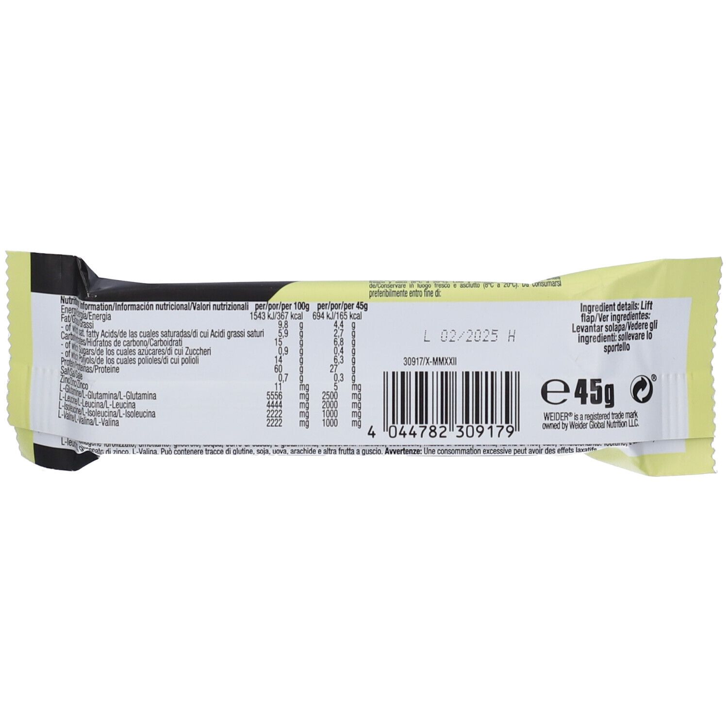 Weider 60% Protein Bar Vaniglia-Caramello