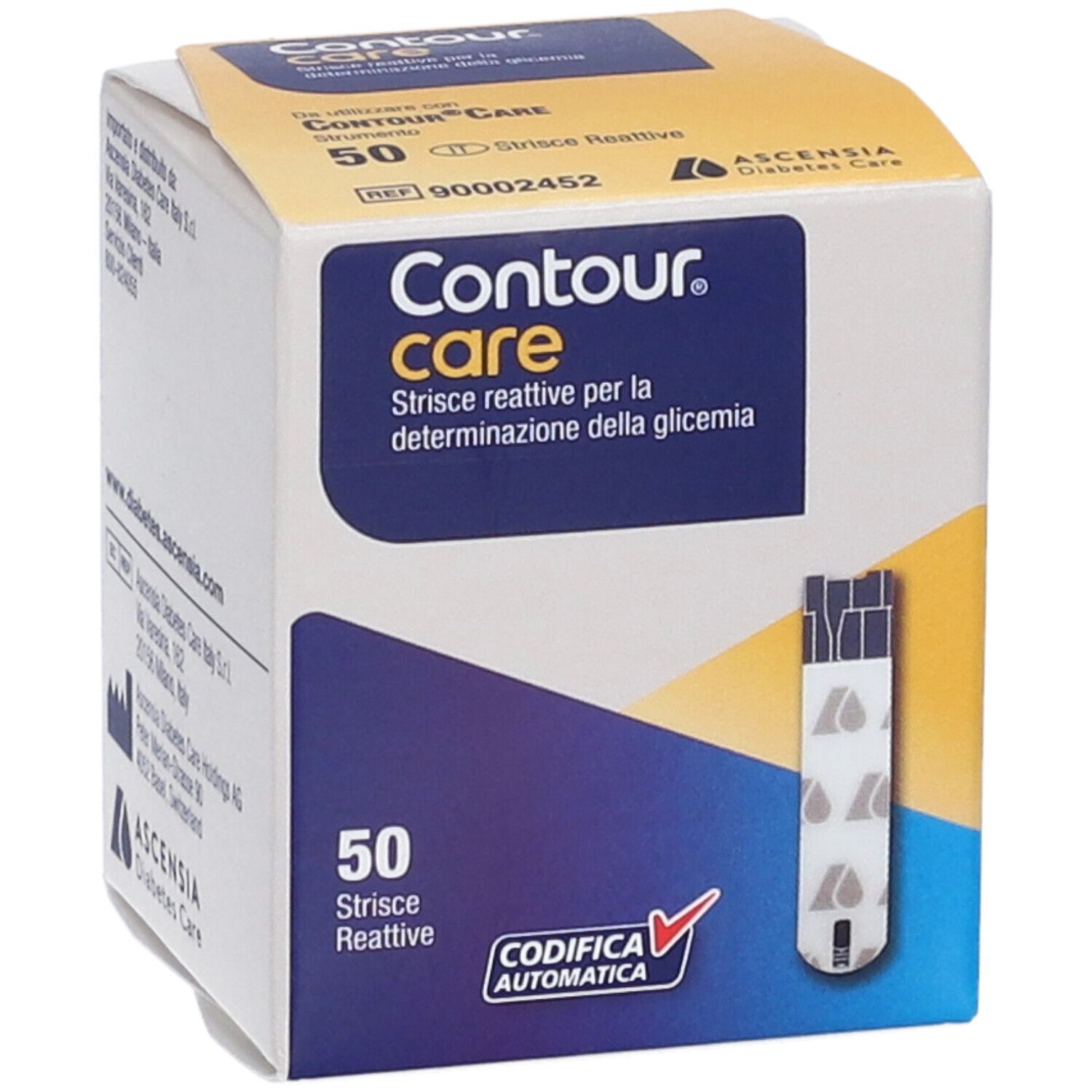 Confezione di strisce reattive Contour Care, 50 pezzi, con marchio CE.