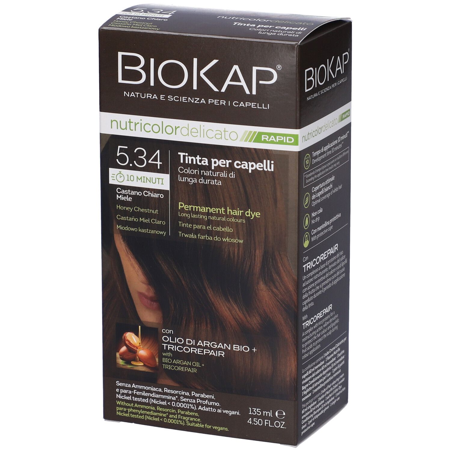Biokap Nutricolor Delicato Rapid 5,45 Castano Chiaro Miele 135 Ml