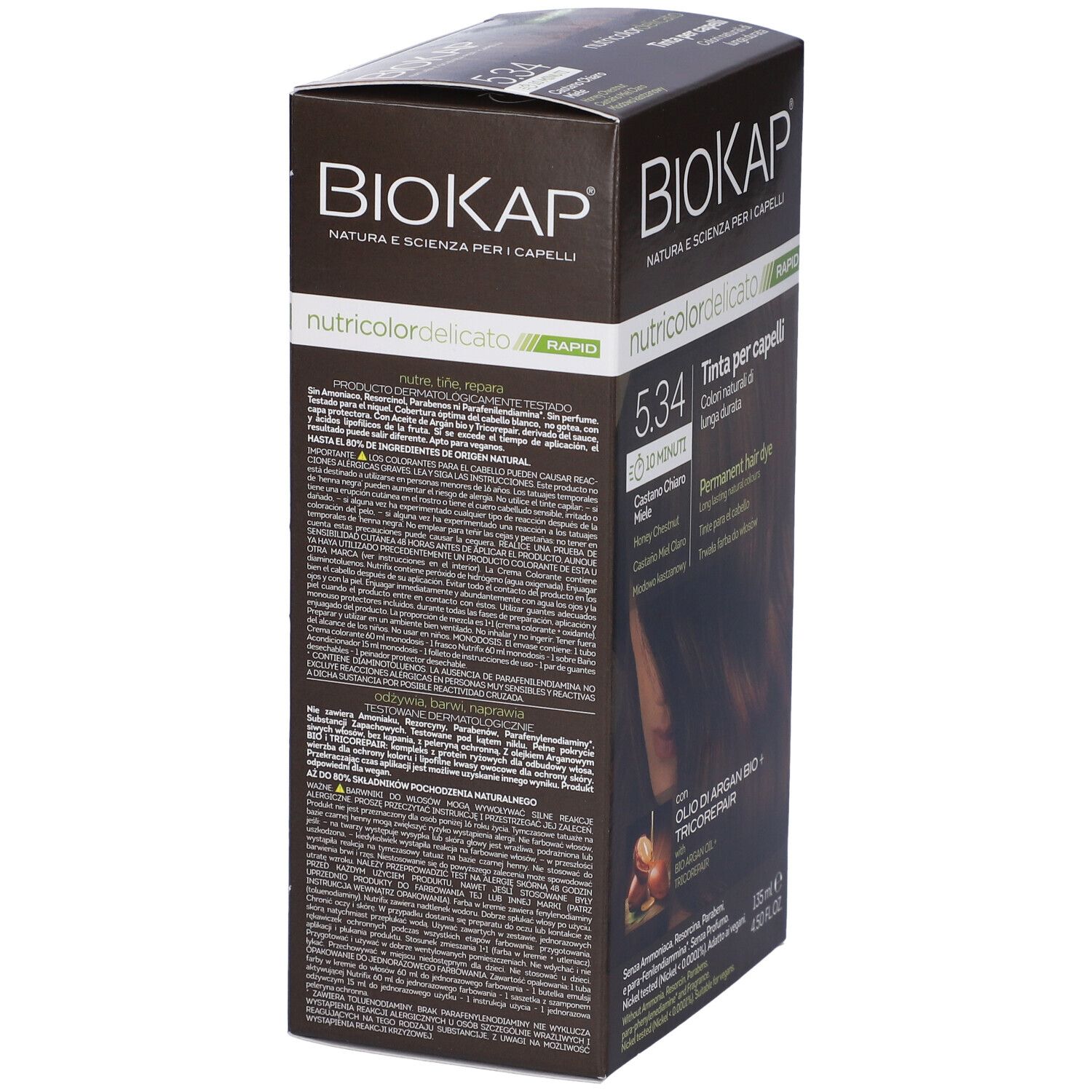 Biokap Nutricolor Delicato Rapid 5,45 Castano Chiaro Miele 135 Ml