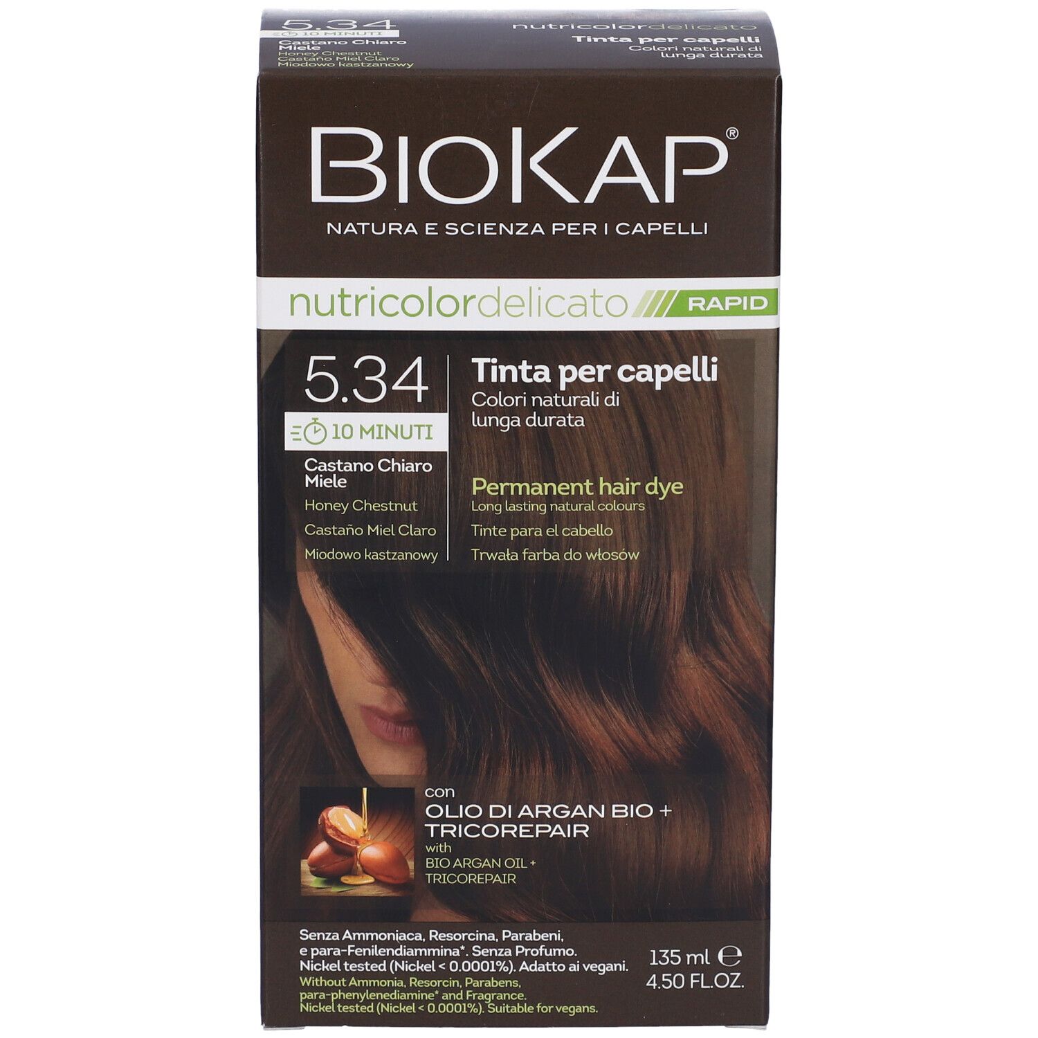 Biokap Nutricolor Delicato Rapid 5,45 Castano Chiaro Miele 135 Ml