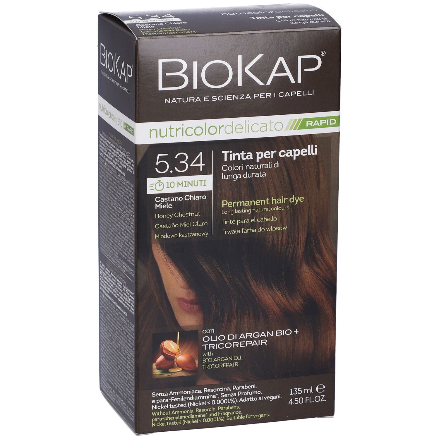 Biokap Nutricolor Delicato Rapid 5,45 Castano Chiaro Miele 135 Ml