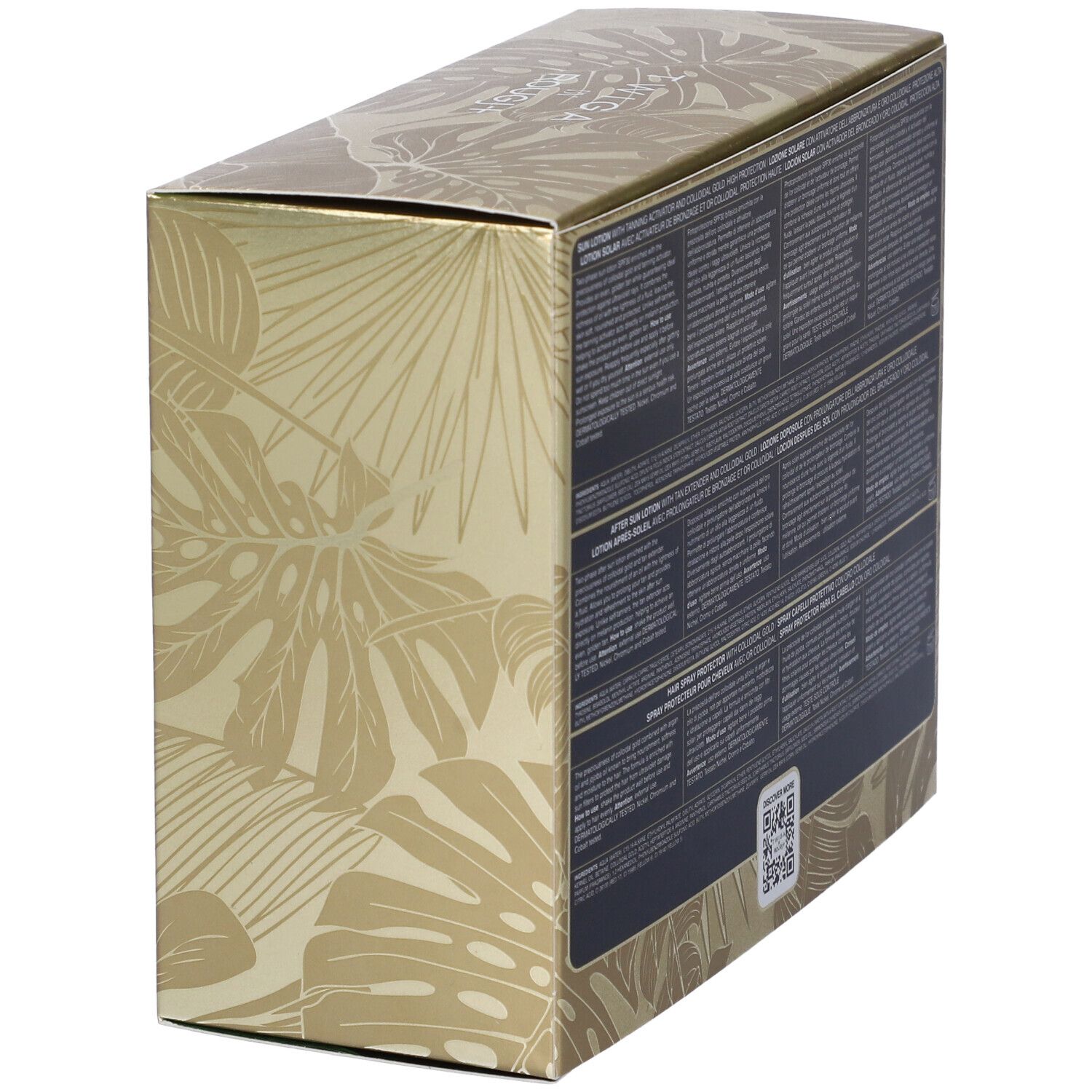 Confezione regalo, in diagonale. Retro con testo e codice QR.