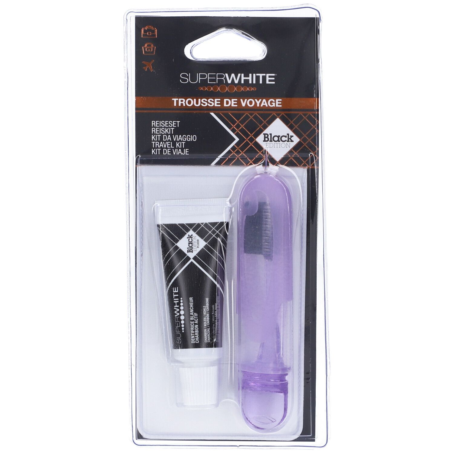 Superwhite Black Edition Trousse De Voyage Spazzolino e Dentifricio