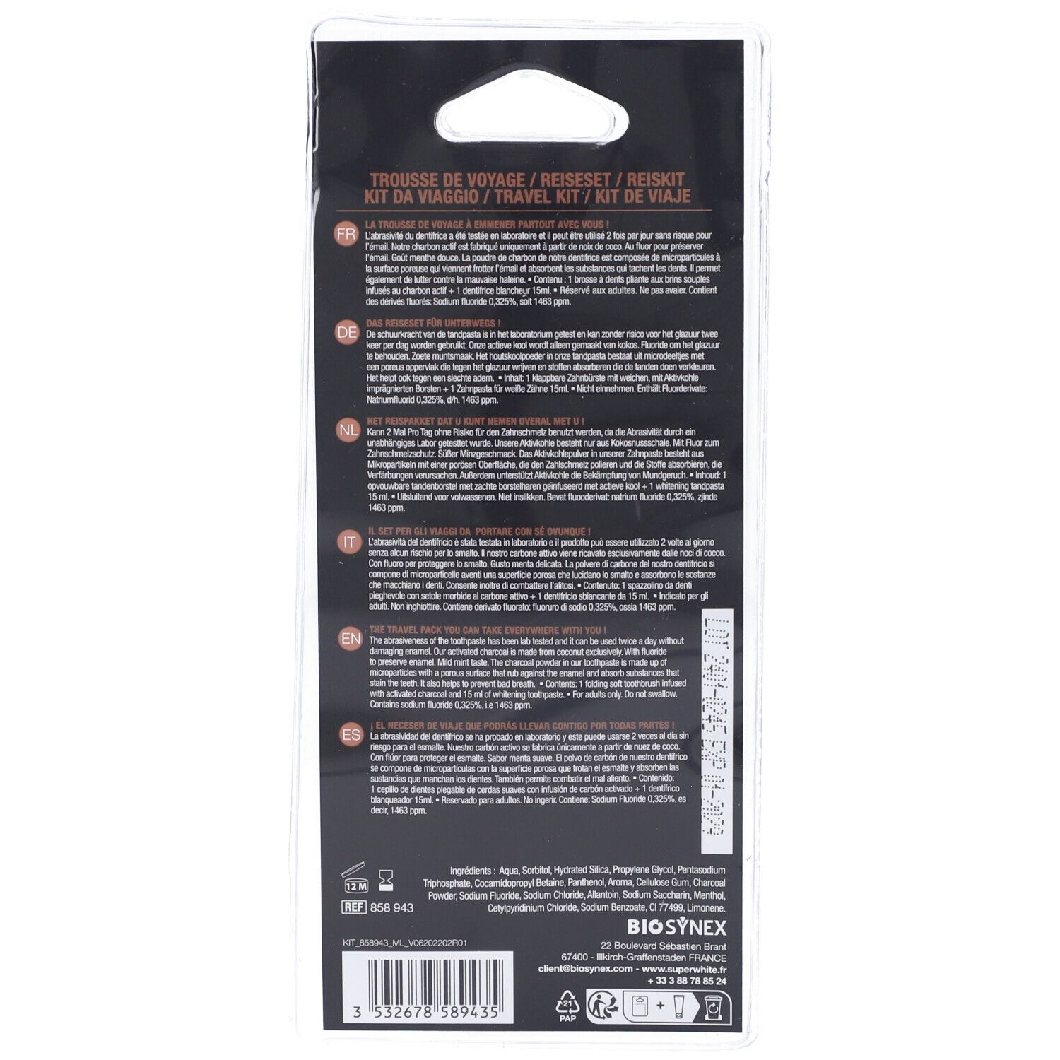 Superwhite Black Edition Trousse De Voyage Spazzolino e Dentifricio