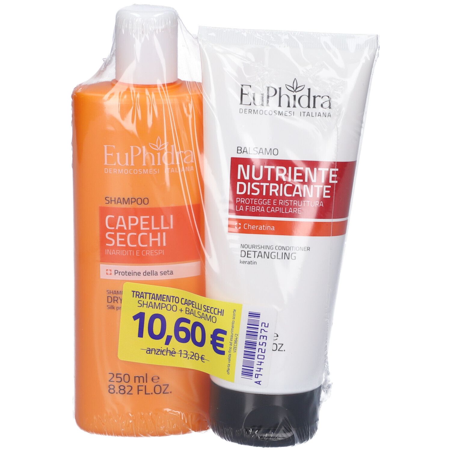 EuPhidra Set Shampoo Capelli Secchi + Balsamo Nutriente Districante