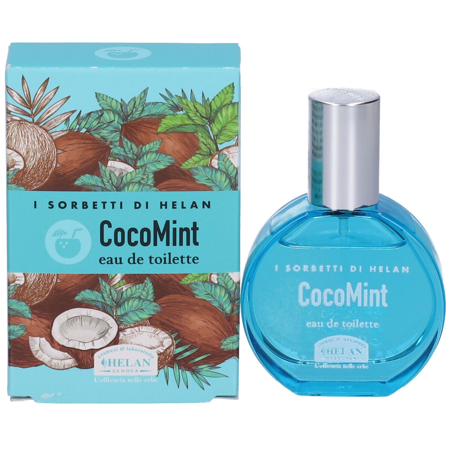 Testo della confezione. Descrive le note olfattive: menta, acqua di cocco, pralina di cocco, vaniglia, fava tonka, malto. Attenzione: Infiammabile. 30 ml.