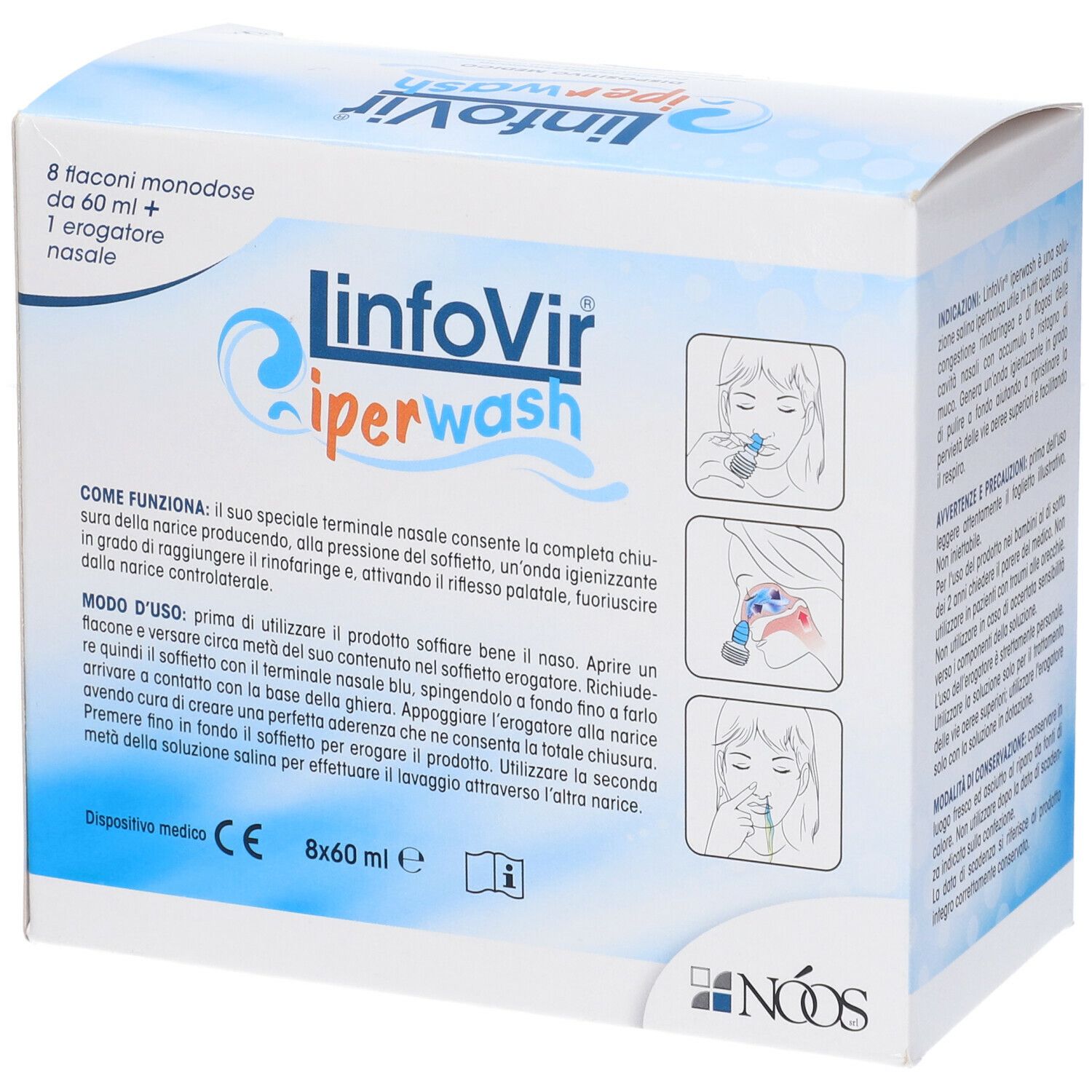Linfovir Iperwash Soluzione Salina Ipertonica Tamponata 8x60 ml
