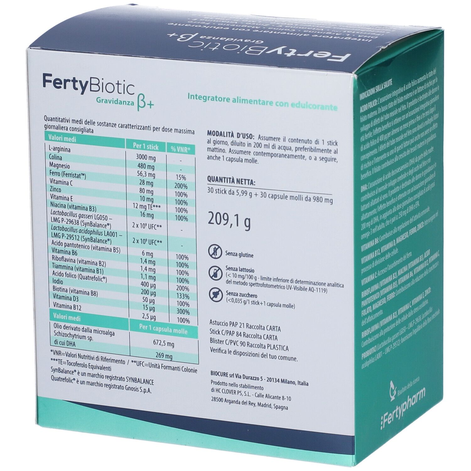 Fertybiotic Gravidanza Beta+ 30 Stick + 30 Capsule