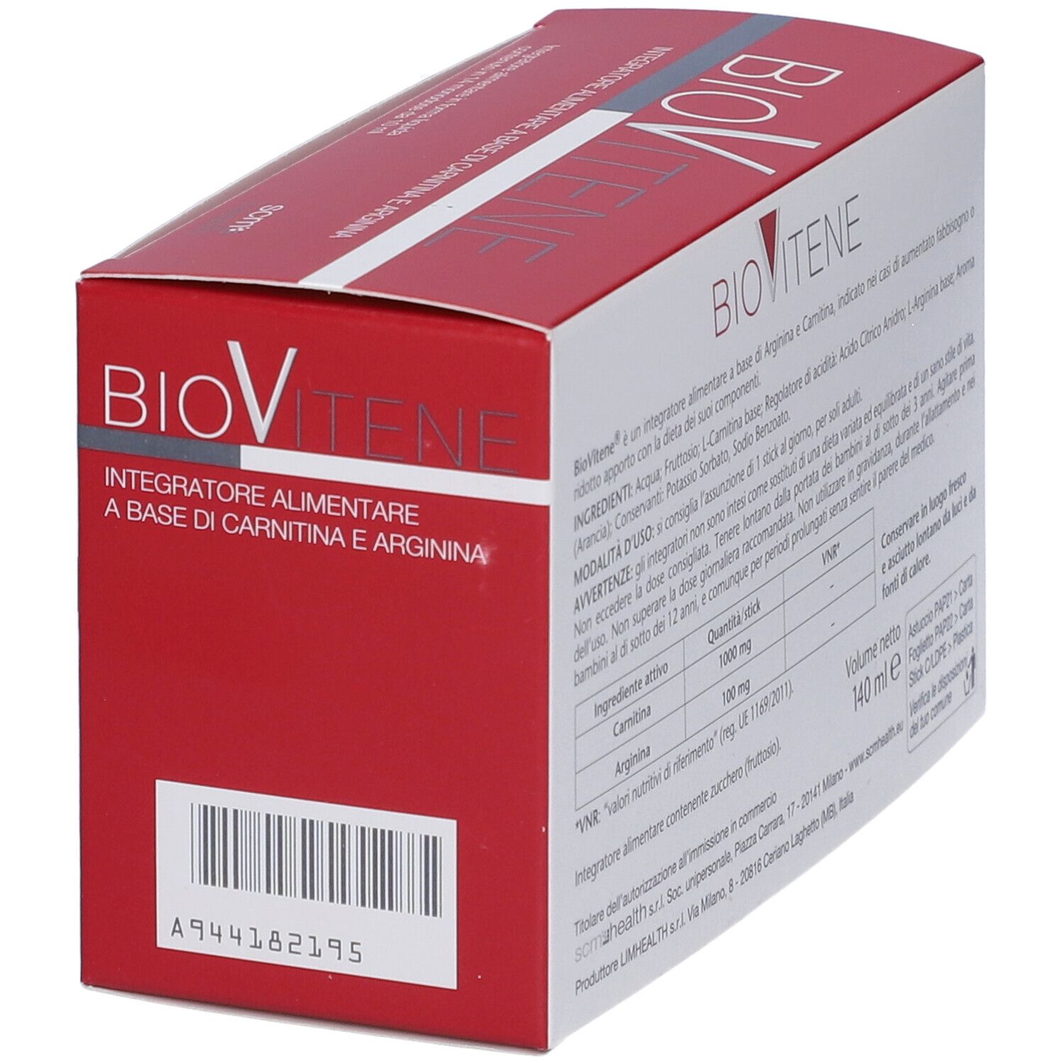 Confezione Biovitene integratore alimentare a base di carnitina e arginina, liquido, 14x10ml.