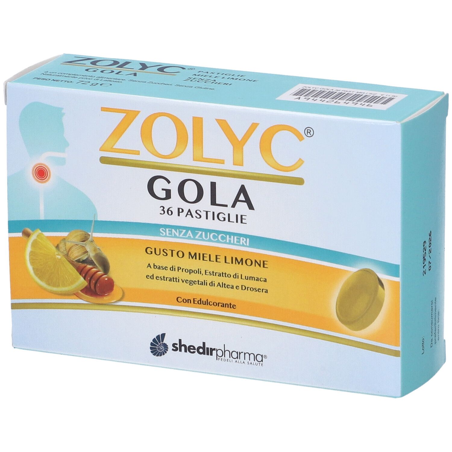 Zolyc Gola Miele/Limone Senza Zuccheri 36 Pastiglie