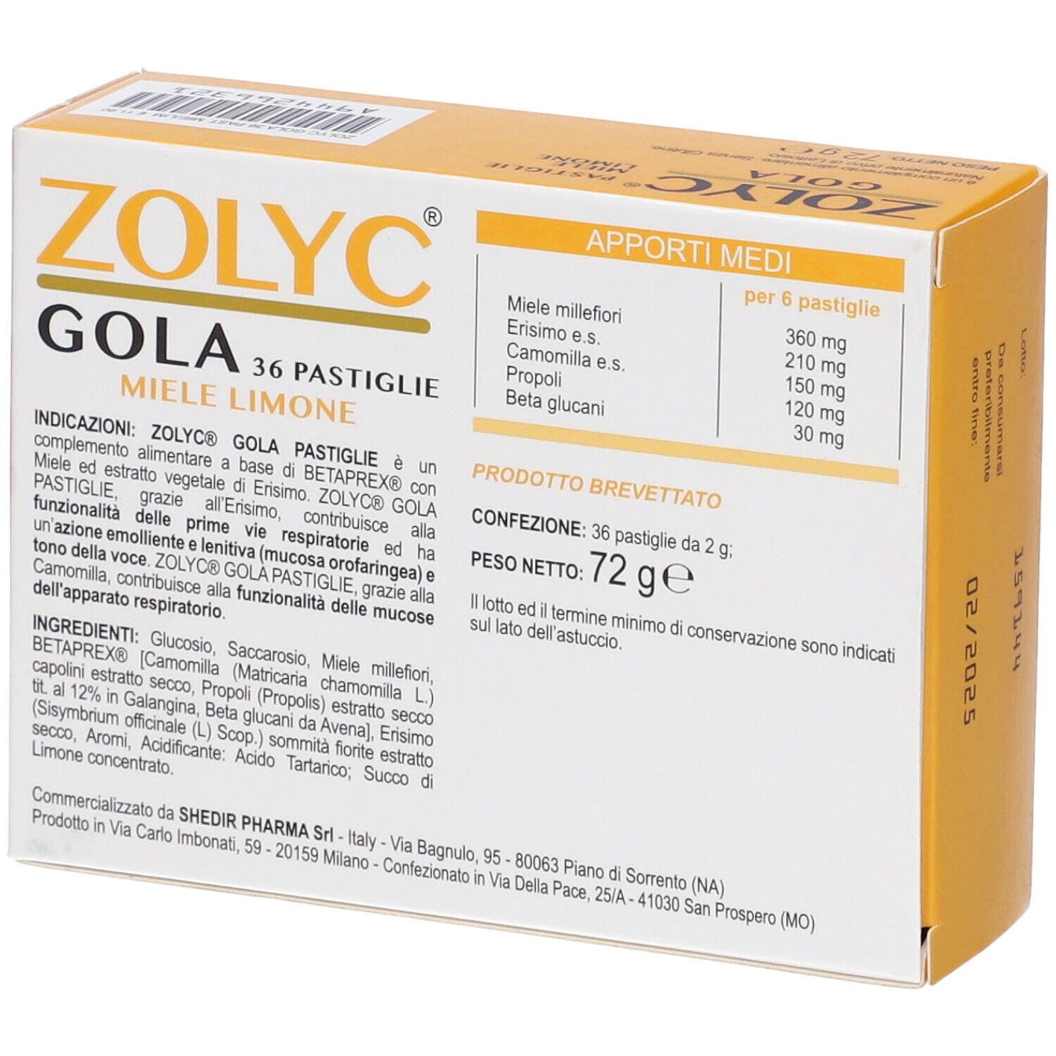 Zolyc Gola Miele/Limone 36 Pastiglie