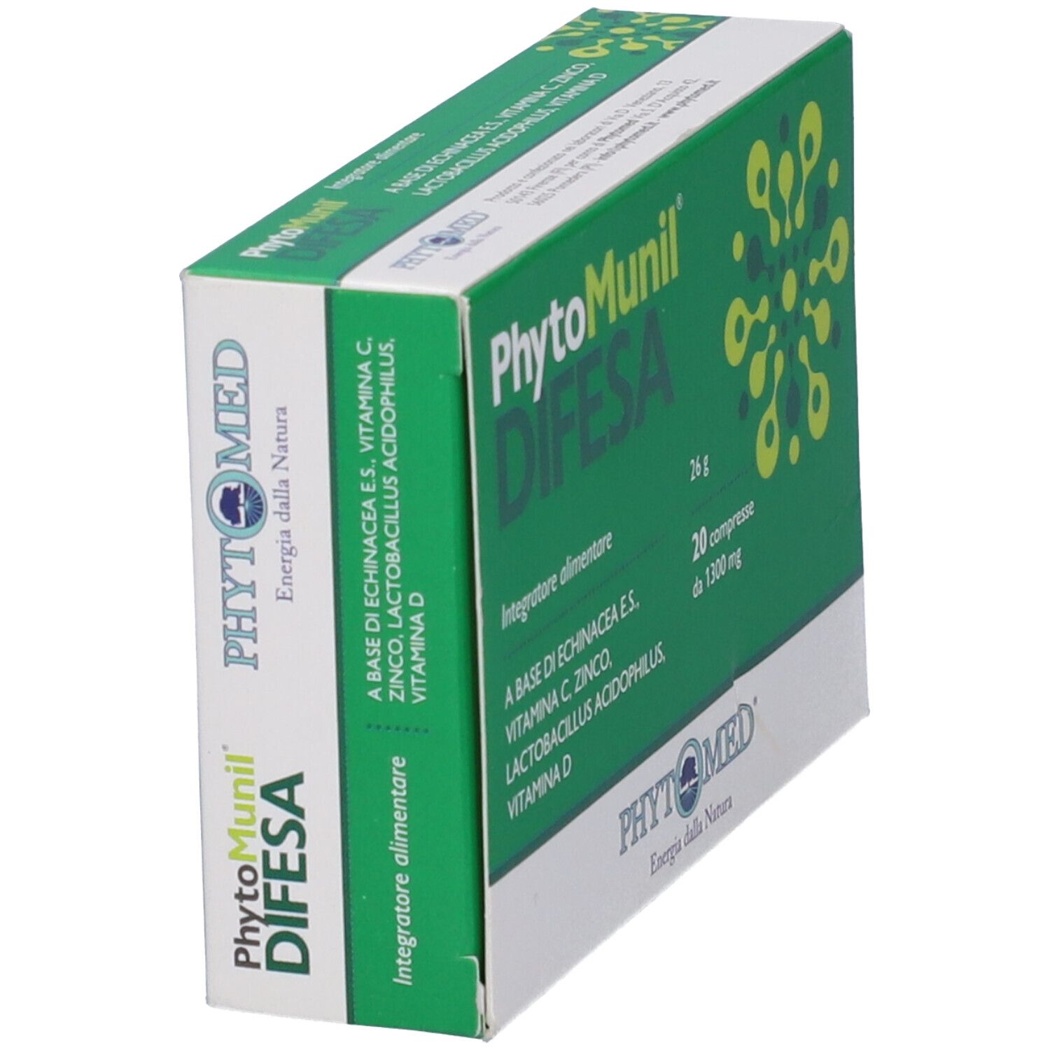 Scatola "PhytoMunil Difesa". Scritto: 20 compresse, 26g.