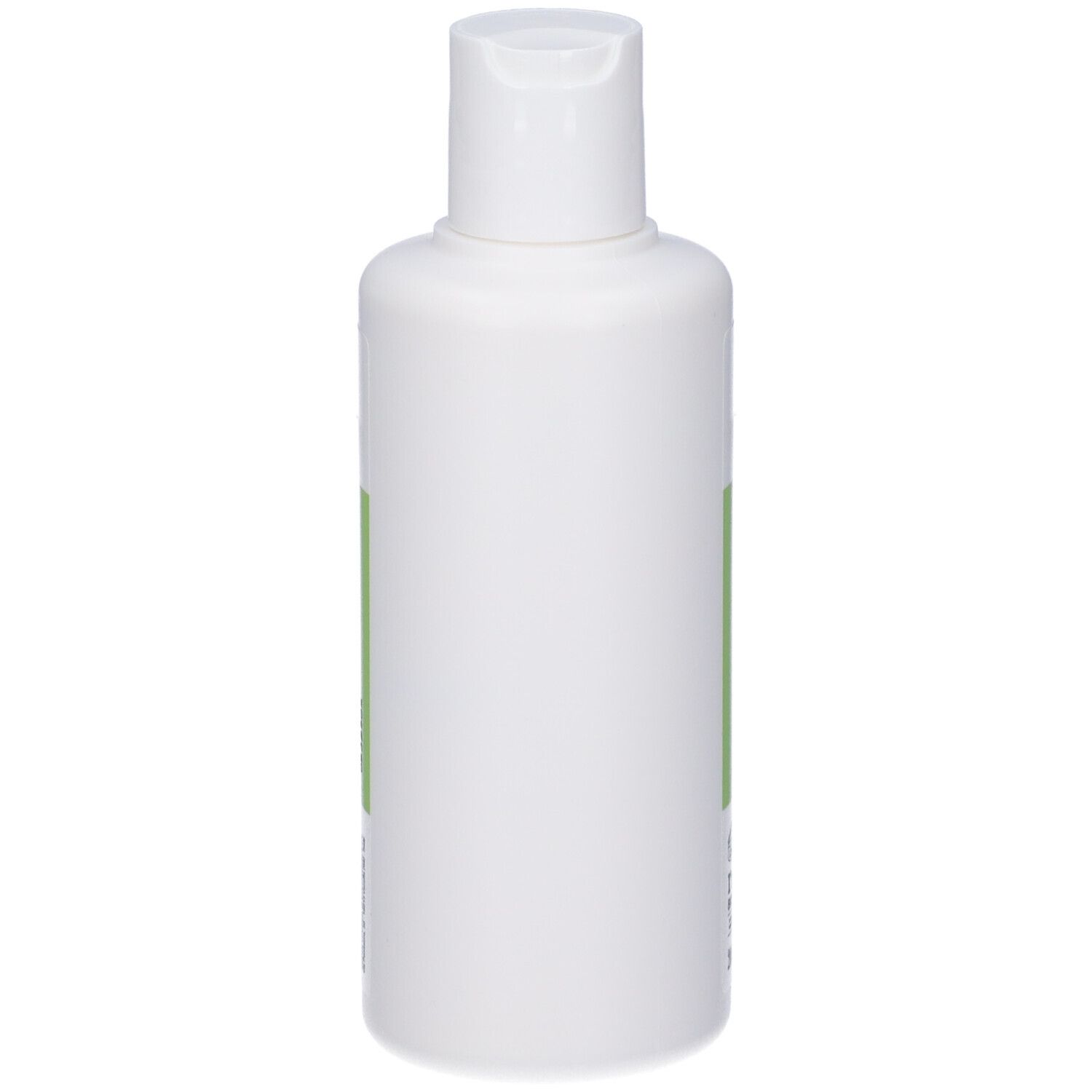 Flacone bianco vuoto con etichetta verde. Testo: doposole latte reidratante viso e corpo.