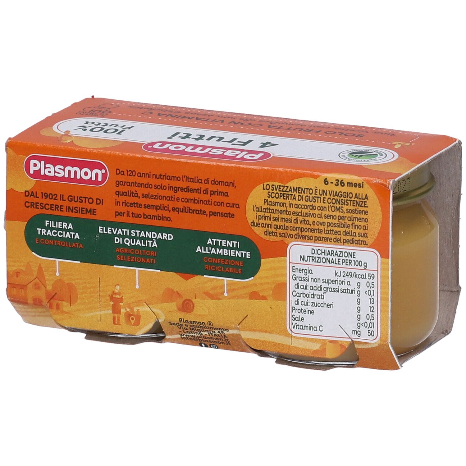 Plasmon Omogenizzato 4 Frutti 100% Naturale