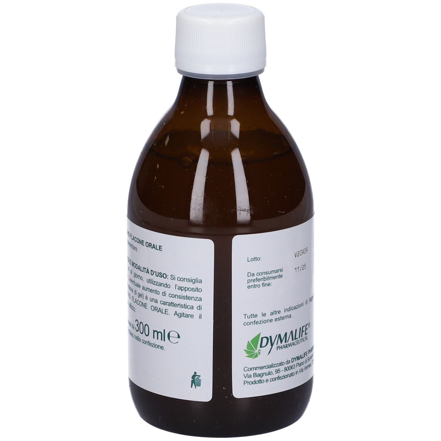 Flacone marrone con tappo bianco. Scritta BENTISTIP CRONO. Flacone orale. Etichetta con testo.