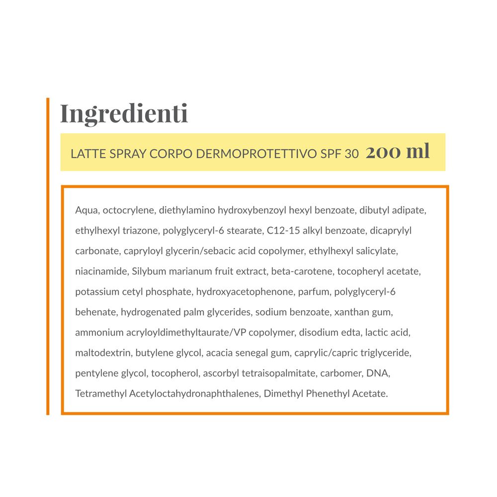 Ingredienti dello spray CAROVIT. Testo in un campo rettangolare. 200 ml.