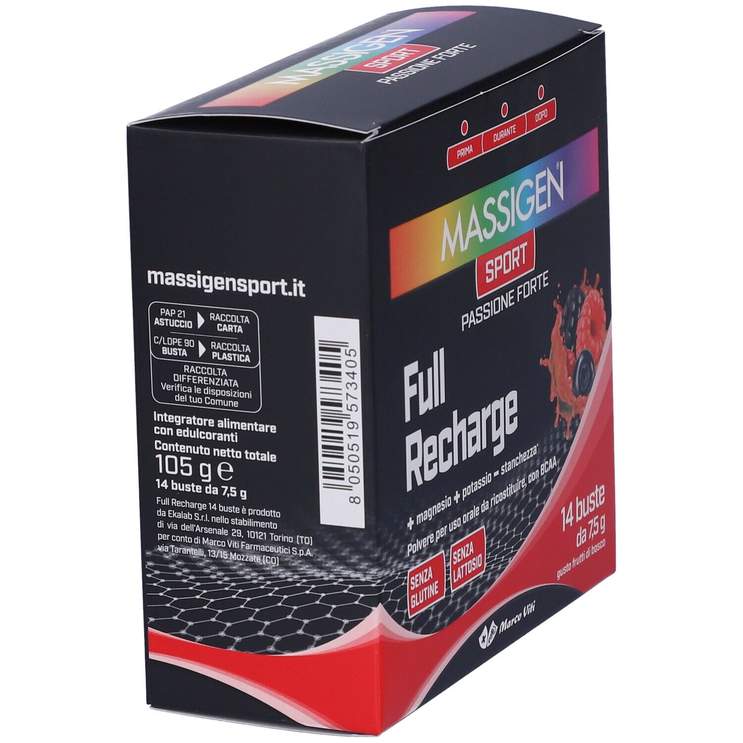 MASSIGEN Sport Full Recharge Bustine Gusto Frutti di Bosco