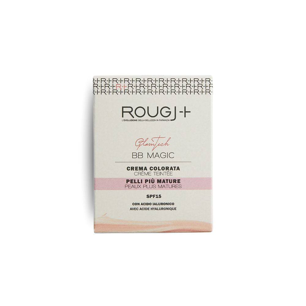 Confezione con scritta: Rougj+ BB Magic, Creme Colorata, Pelli più mature, SPF15.