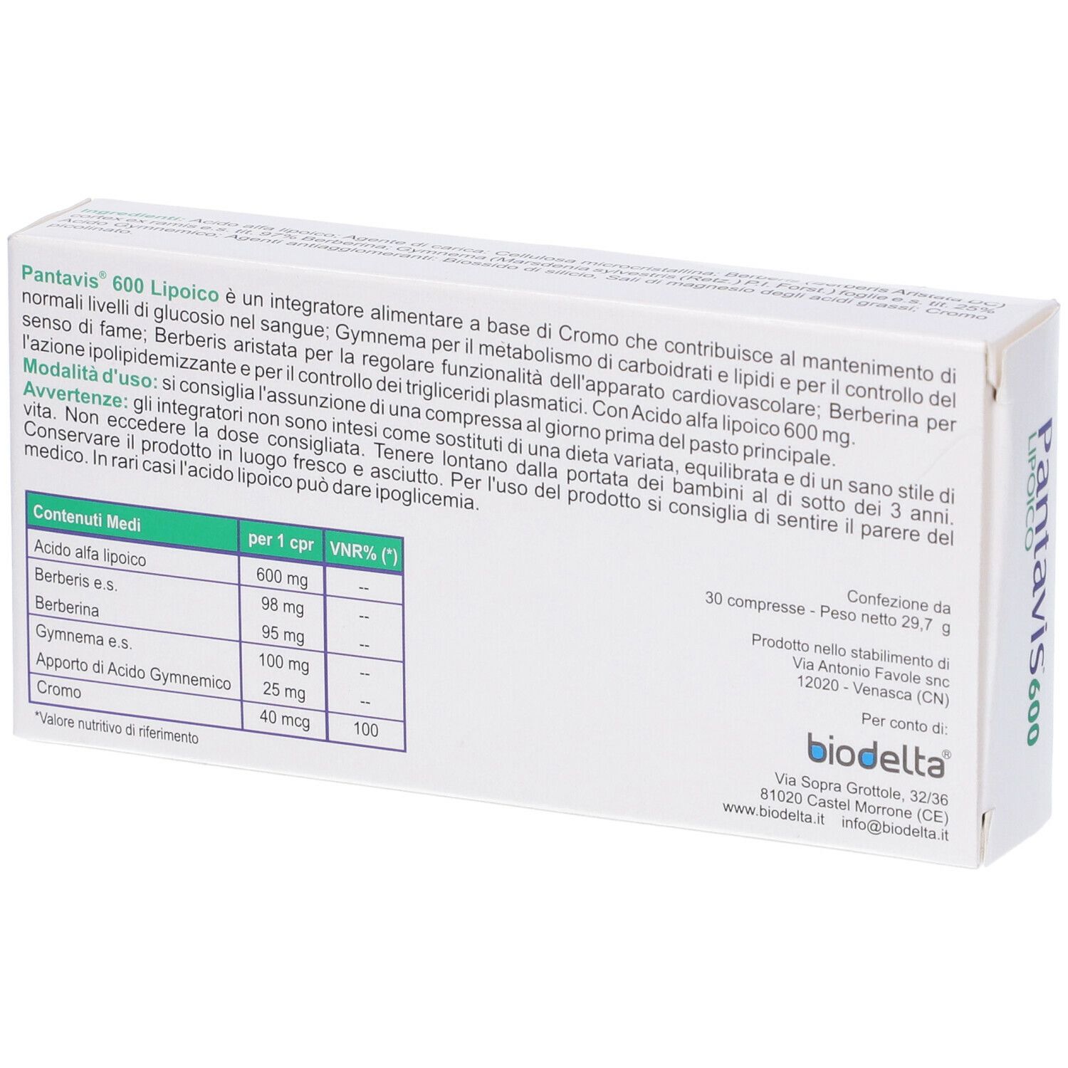 Biodelta Pantavis 600 Lipoico Compresse