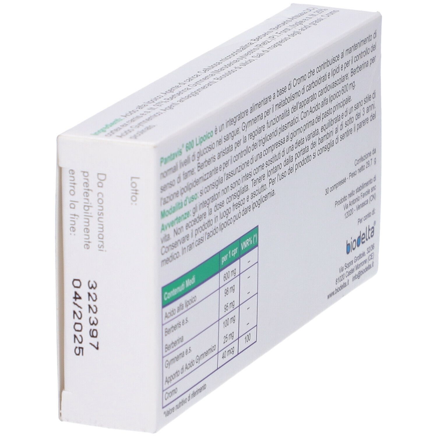 Biodelta Pantavis 600 Lipoico Compresse