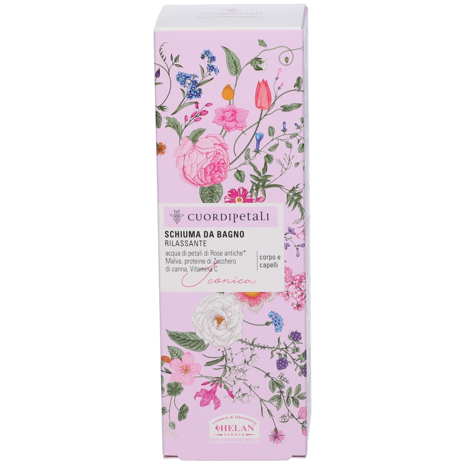 Confezione di bagnoschiuma con motivo floreale, marca Cuordipetali.