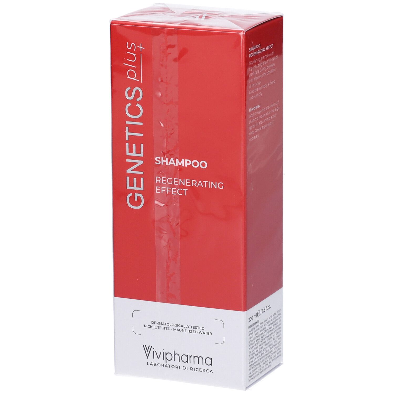 Confezione shampoo GENETICS PLUS con effetto rigenerante. Marca: Vivipharma.