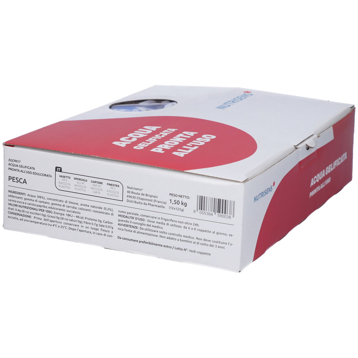 Acqua Gel Pack Acqua Gelificata/Edulcorata Pesca 12 Pezzi Da 125 Ml
