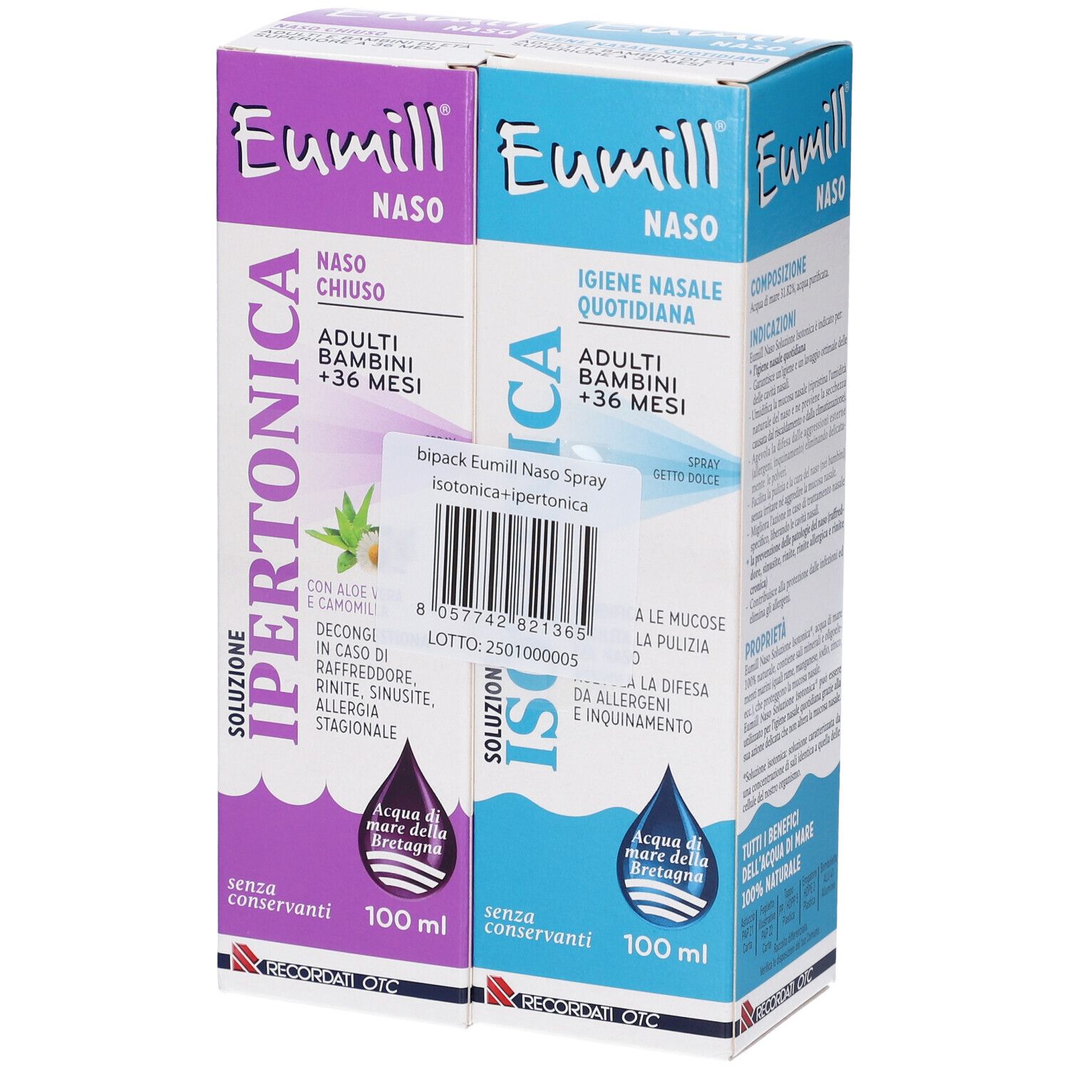 Eumill Naso Bipack Soluzione Isotonica Spray + Soluzione Ipertonica Spray