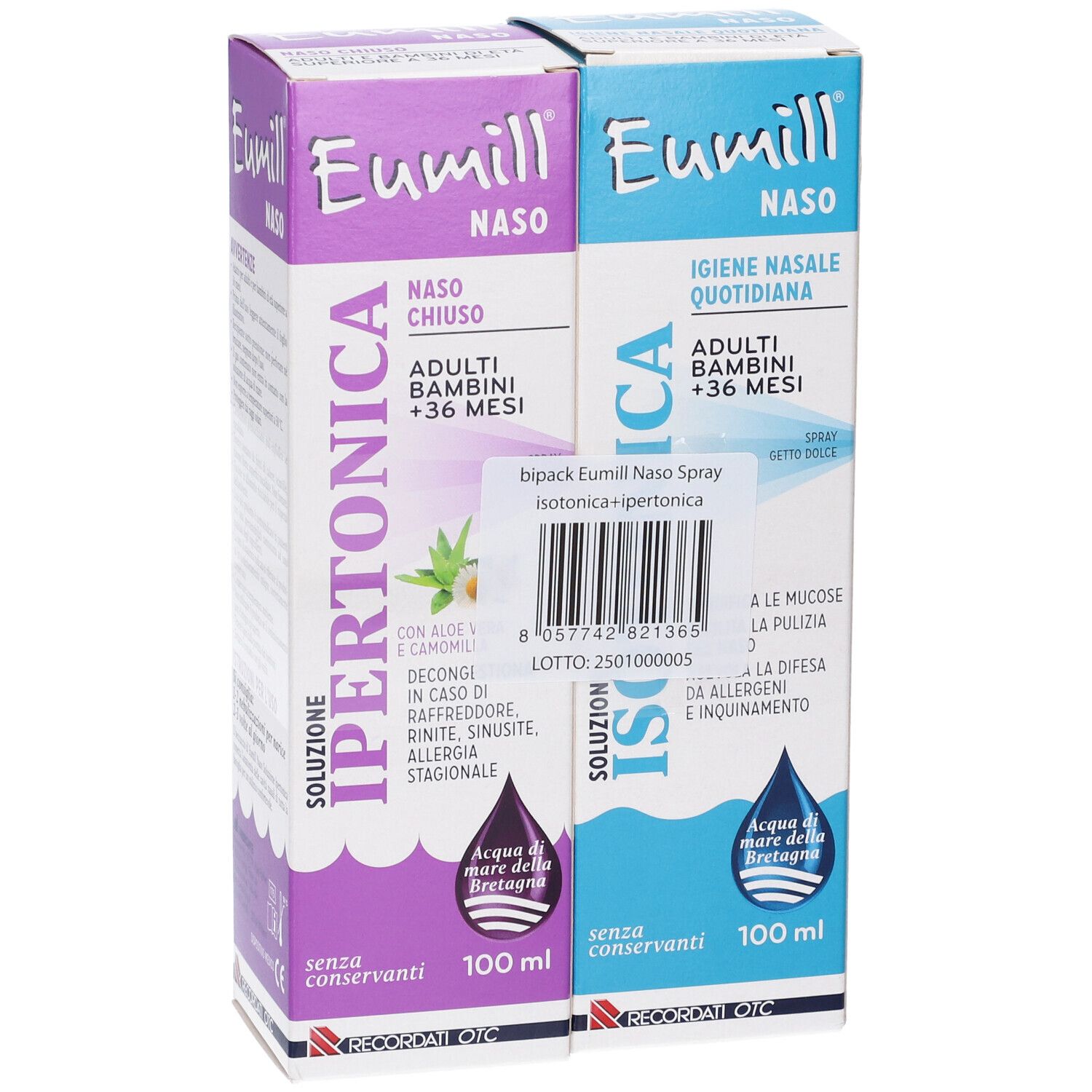 Eumill Naso Bipack Soluzione Isotonica Spray + Soluzione Ipertonica Spray
