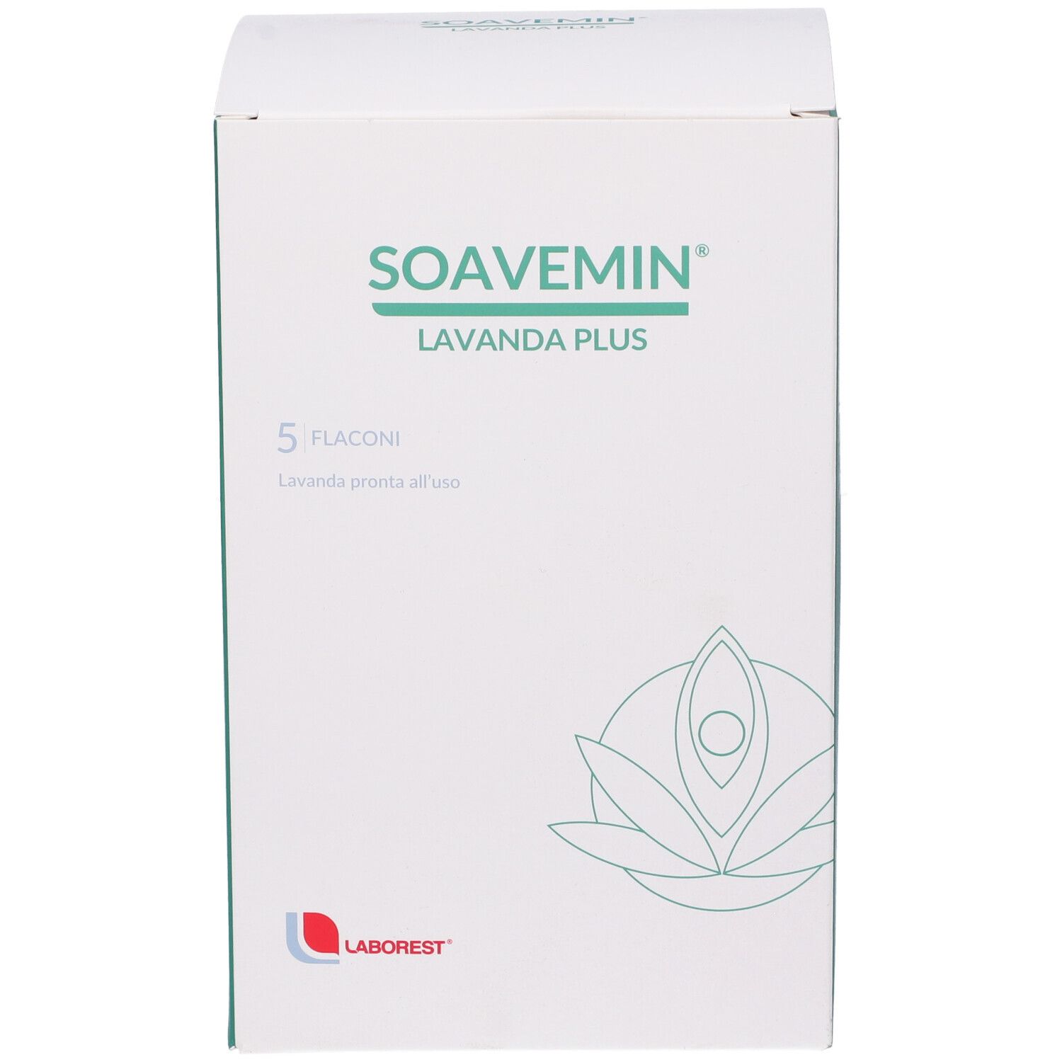 Scatola bianca con nome e logo del prodotto. Contiene 5 flaconi. Testo in italiano.