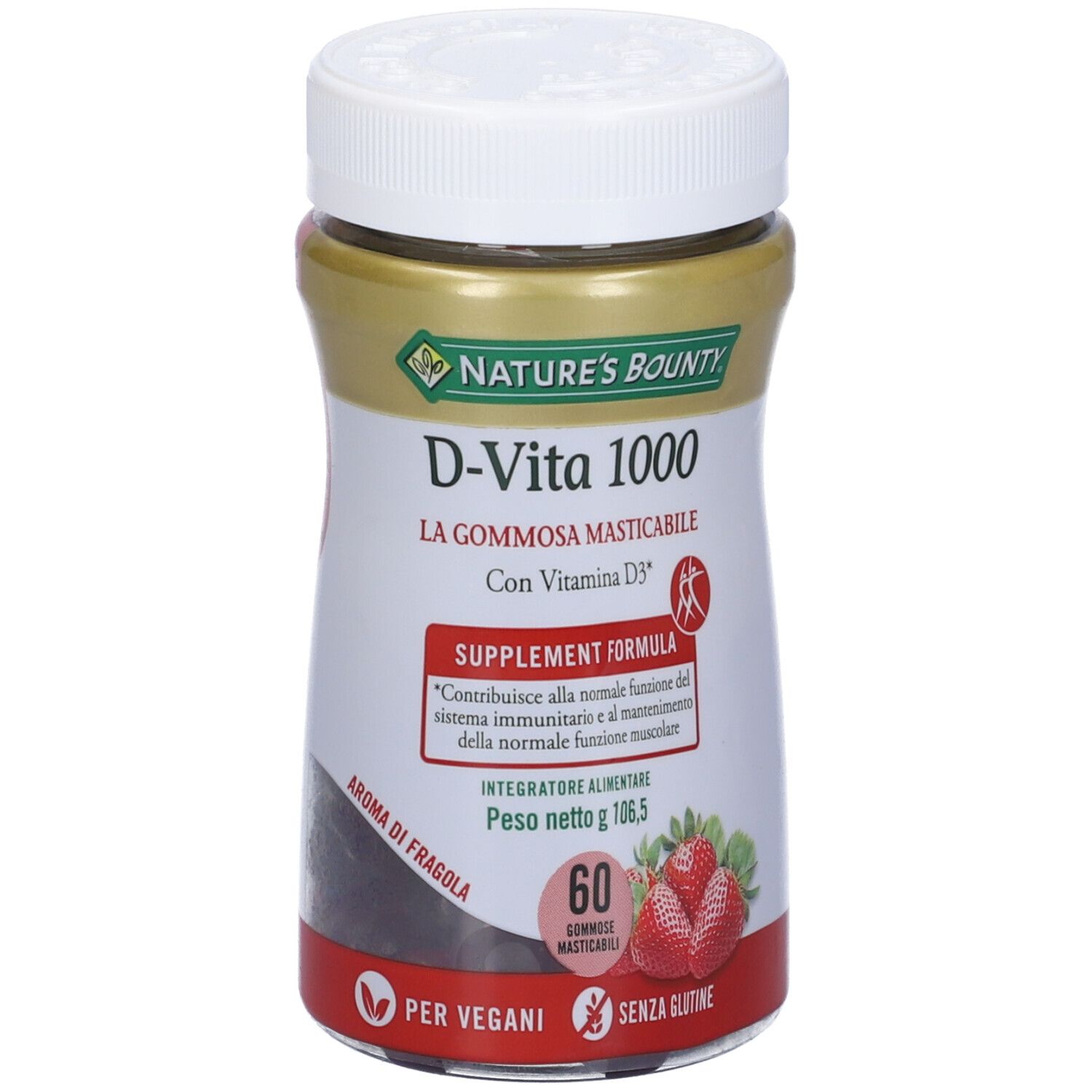 Nature's Bounty D-Vita 1000 - Gommose Masticabili Aroma Fragola
