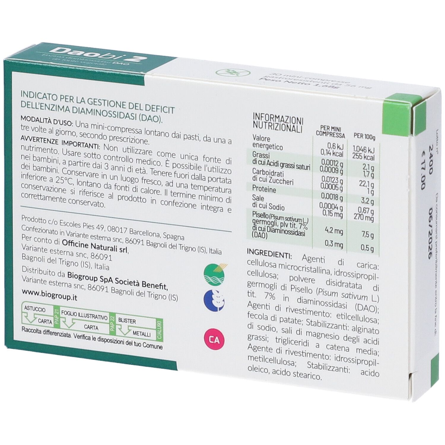 Daobi 2 30 Compresse Gastroresistenti