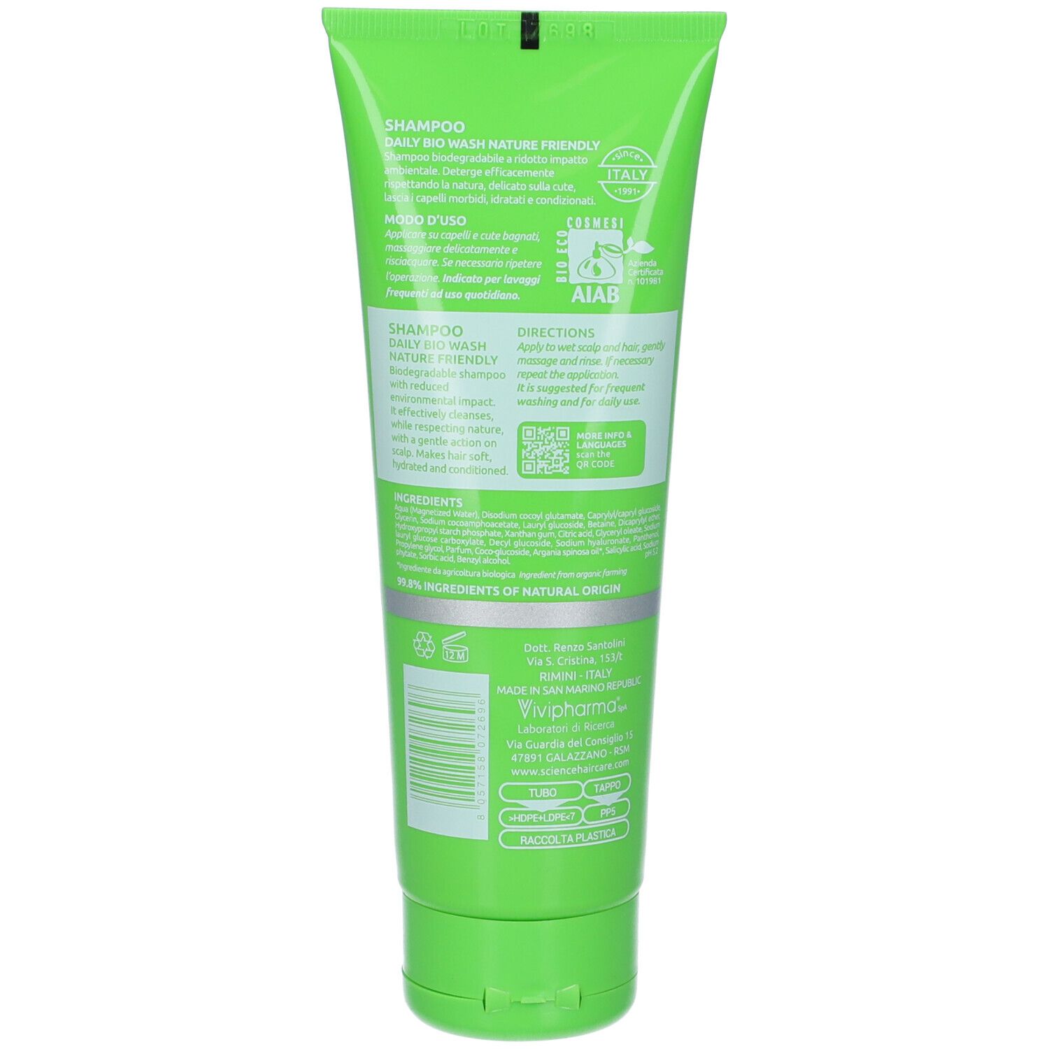 Science Hair Care Shampoo Biodegradabile 100ml
