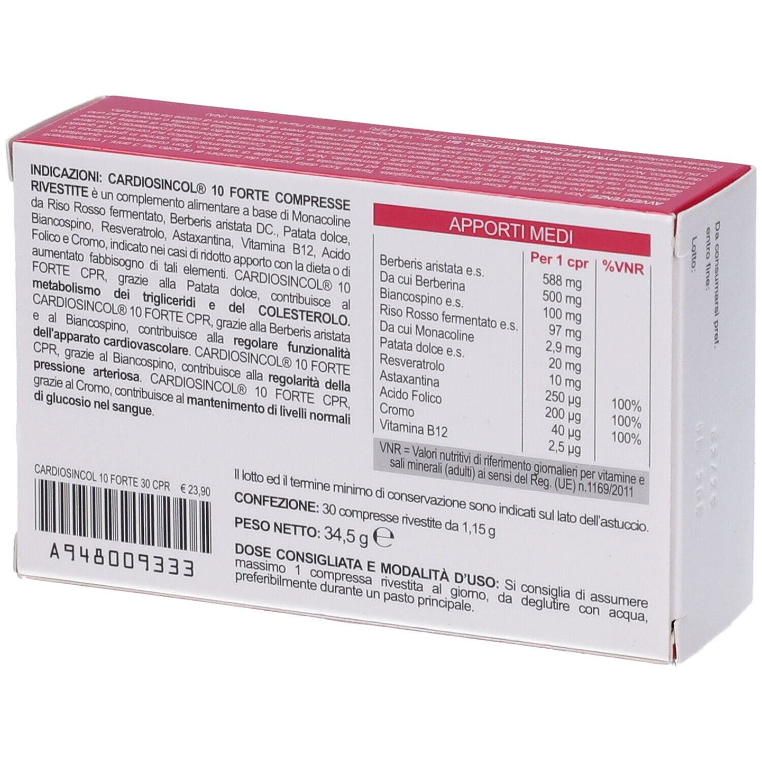 Cardiosincol 10 Forte 30 Compresse Rivestite