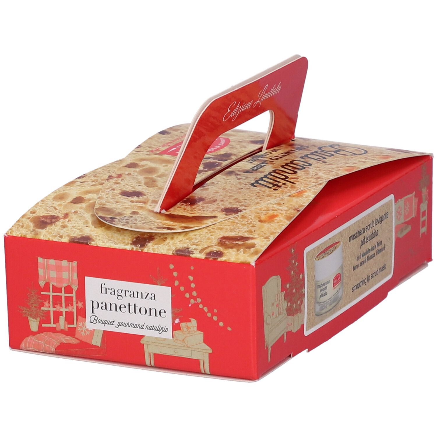 Scatola rossa con manico, 'Edizione Limitata'. Contiene un prodotto con logo 'Helan' e testo.