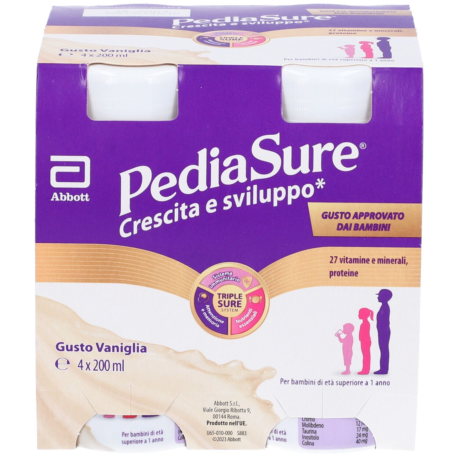 Pediasure® Crescita e Sviluppo Drink Gusto Vaniglia 4x200 ml