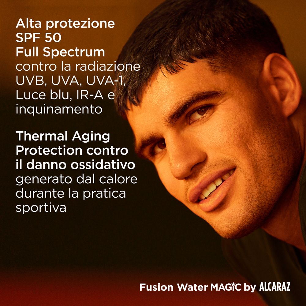 Testo: Alta protezione SPF 50, Full Spectrum, contro UV, UVA, IR-A. Thermal Aging Protection.